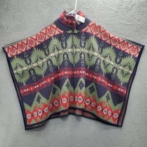 Lauren Ralph Lauren Poncho Blanket Wool Aztec Print Size Small/Medium NWT